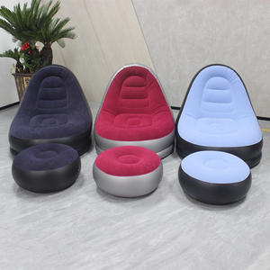 Sillón Inflable Plegable con Reposapiés, Moderno y Sencillo, de PVC Flocado, Sofá Reclinable para el Hogar, Sofá Inflable Portátil para Exteriores - Product Image 4
