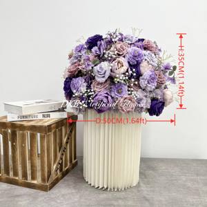 ลูกบอลดอกไม้ประดิษฐ์สีม่วงสำหรับตกแต่งโต๊ะงานแต่งงานขนาด50ซม. ออกแบบได้เอง - Product Image 2