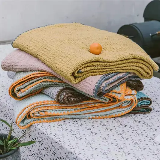 Ins Jacquard Puff Carpet Cotton Yarn Blanket Home Decoration Blanket 2022