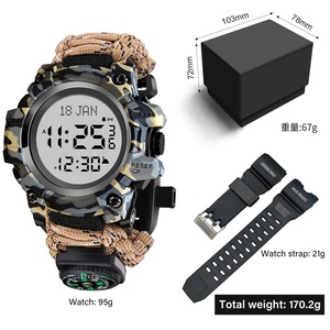Montre de prière islamique pour hommes, montre Azan, boussole Qibla, montre-bracelet numérique, lumineuse, étanche, montre de survie en plein air - Product Image 5