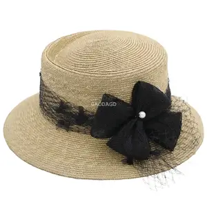 Toptan 2024 yeni çok renkler buğday samanı kadın için bayan şapka örgü kova şapka Bowler şapka