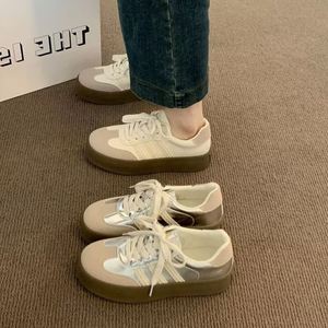 Baskets Rétro Allemandes à Plateforme Argentées pour Femme, Collection Printemps-Été 2026, à Bout Rond et Semelle Épaisse, Style Décontracté et Sportif, Vintage - Product Image 5