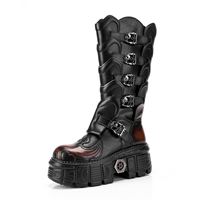 Bottes de motard tendance à plateforme pour l'automne et l'hiver - Chaussures de moto style punk à plateforme pour femmes avec design coupe-vent