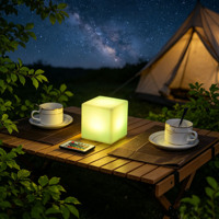 Lampe de table décorative en forme de cube à LED changeant de couleur, rechargeable par USB, télécommande, lampe de table à manger, lampe d'ambiance pour le camping
