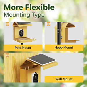 JH-Mech Mangeoire à oiseaux 10X7X10 pouces avec caméra à énergie solaire pour parents et grands-parents Mangeoire à oiseaux intelligente en métal - Product Image 2