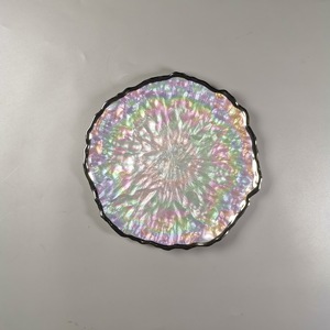 Elegante plato de vidrio blanco perla, placa de vidrio recortada en oro, placas decorativas para cargador de vidrio para aperitivos para fiesta - Product Image 3