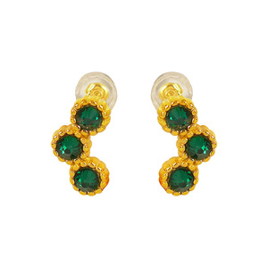 Emerald Zircon Gold Plated <b>Clip</b> On Earrings Geometric U Shape Bezel Setting Zinc Alloy Fashion Jewelry Gift Women's Ear <b>Clips</b> - Product Image 5