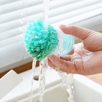 Brosse à vaisselle pour pot de lavage de cuisine avec distributeur Remplissage de liquide en pressant Ne blesse pas la casserole Brosses de nettoyage automatique 1 pièce
