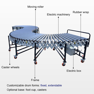 Trasportatore tecnico a 90 ° tavolo elettrico curvo sopraelevato carrello trasporto a rulli flessibili trasportatori a rulli flessibili - Product Image 3