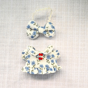 Conjunto <span class=keywords><strong>de</strong></span> traje <span class=keywords><strong>de</strong></span> muñeca Vestido estampado floral con detalles <span class=keywords><strong>de</strong></span> volantes Accesorio <span class=keywords><strong>para</strong></span> el cabello con lazo <span class=keywords><strong>Nylon</strong></span> y tela 17CM <span class=keywords><strong>para</strong></span> ropa (sin muñeca) - Product Image 6