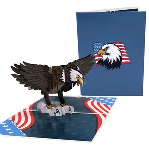 New Styles Exclusive 3D Pop Up Card Handmade Bald Eagle Variety July 4th USA Independence Day Greeting Card