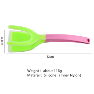 ที่หมุนไข่ทำจากซิลิโคนเกรดใช้กับอาหารและไม้พายแบบ2อิน1ที่คีบอาหารสำหรับแพนเค้กหนีบขนมปังฝรั่งเศสและไข่เจียว - Product Image 3