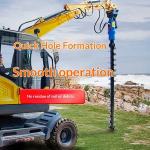 Foreuse spirale pour pelle hydraulique : utilisation de tiges de forage spirales pour creuser et installer des câbles photovoltaïques – Rig de forage rotatif - Product Image 1