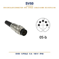 Connecteurs circulaires Lumberg M16 5 broches 100V version droite mâle avec bornes à souder compatibles avec un diamètre de câble de 4 à 6 mm