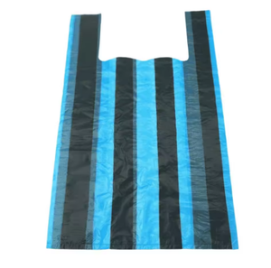 T-shirt à rayures bleues de haute qualité Sac en plastique Emballage alimentaire Sangle Dhopping Sac Gilet Sac - Product Image 1