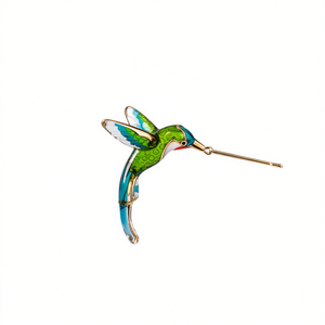 Ornement colibris doré, design feuillage coloré, décoration suspendue artisanale pour salon, style contemporain, pièce unique - Product Image 1
