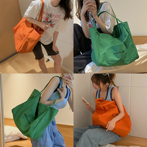 Extra <b>Large</b> Eco-Friendly Canvas <b>Shopping</b> <b>Bags</b> with Letter Pattern Reusable Grocery <b>Bag</b> - Product Image 2