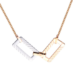 Collar geométrico de aleación de zinc de dos colores, cadena de clavícula cuadrada de 17 mm para mujer, uso diario, regalo. - Product Image 1
