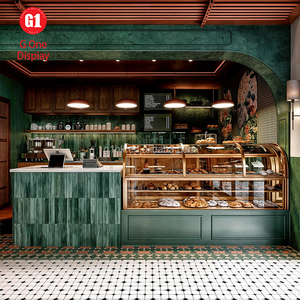 ออกแบบเฟอร์นิเจอร์ร้านกาแฟขนมหวานไม้สั่งทำ ตู้โชว์ร้านเบเกอรี่ เคาน์เตอร์บาร์ร้านกาแฟหินอ่อน - Product Image 3