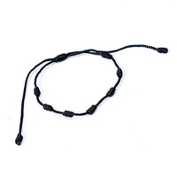 Bracelet en corde rouge fait à la main, Style mexicain espagnol chaud ne se décolore pas rouge et noir tissé à sept nœuds