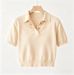 เสื้อโปโลผ้าฝ้าย BCI สำหรับผู้หญิง แขนสั้น ทรงครอป - Product Image 2