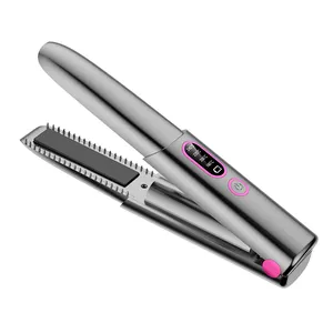 Professional Custom USB Mini Rechargeable Hot Comb Hair Straightener Electric fast Heating Wireless Curler flat iron