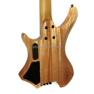 Guitare basse 5 cordes sans tête, 24 frettes, finition brillante, corps rond à découpe simple, forte puissance, sonorité active sans tête - Product Image 4