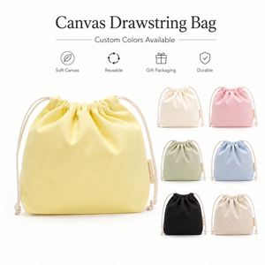Sac à cordon en toile robuste de 12 oz avec logo personnalisé, pochette de rangement à soufflets 3D SKD3024 avec cordon en coton et étiquette latérale - Product Image 1
