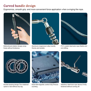 Chuyên nghiệp dây thép T88 có thể điều chỉnh nhôm xử lý jump rope với truy cập kỹ thuật số và tính phí với lưu trữ túi vuông - Product Image 6