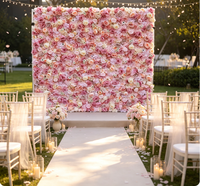 Panneau floral artificiel en tissu rose pour toile de fond murale de fleurs, idéal pour les mariages, les fêtes et la décoration de salles de diffusion en direct