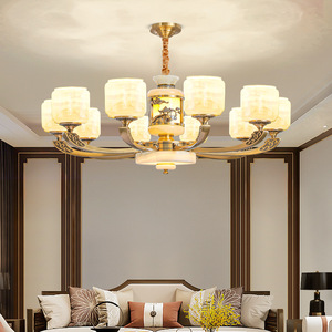 Chinese Style Jade Chandelier Multi Head <b>Led</b> <b>Light</b> For Home Living Room Ceiling Lamp - Product Image 1