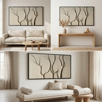 Peinture murale moderne en relief 3D sur toile, style Wabi Sabi, texture organique, branche texturée, peinture artisanale pour salon, canapé