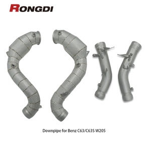ท่อดาวน์ไปป์สแตนเลส 304 แบบ 300 เซลล์ สำหรับ Mercedes-Benz C63 C63s W205 AMG M177 4.0T แบบพ่นทราย - Product Image 1