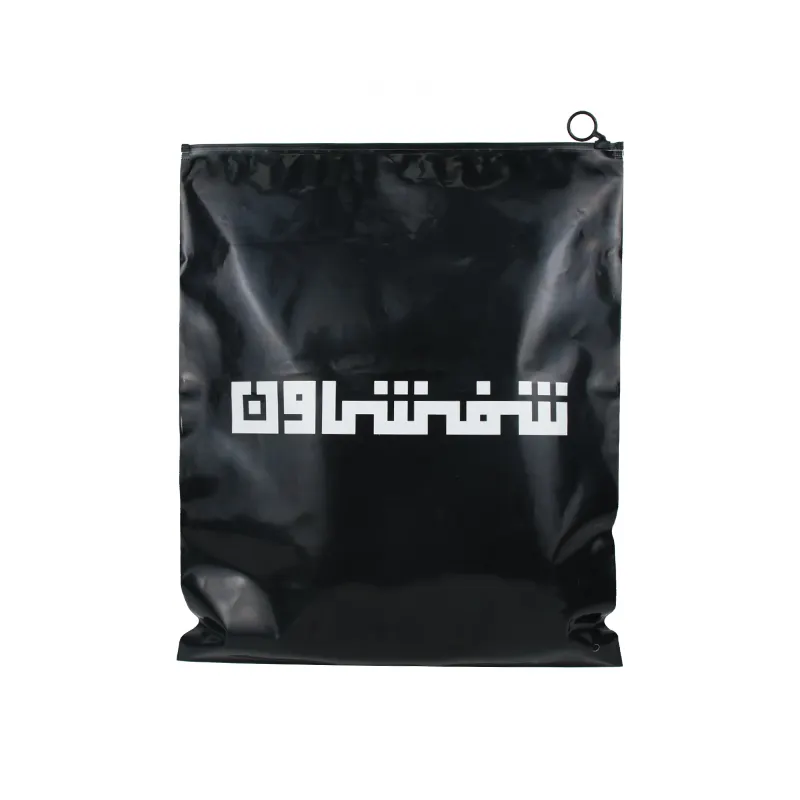 Custom Printed Bags Black Clothes Plastic Zipper Bag Eco-friendly T-shirts Sweatshirt Plastic Clothing Bags Packaging