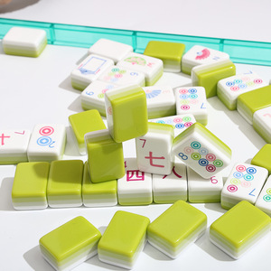 "Portable Mini Grass Green Spliced Acrylic American <b>Mahjong</b> <b>Set</b> for Travel Leisure" - Product Image 2