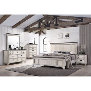 Meubles de chambre à coucher de luxe modernes DB 1-Pc table de chevet en chêne deux tiroirs de rangement finition bicolore antique pour une utilisation en appartement - Product Image 5