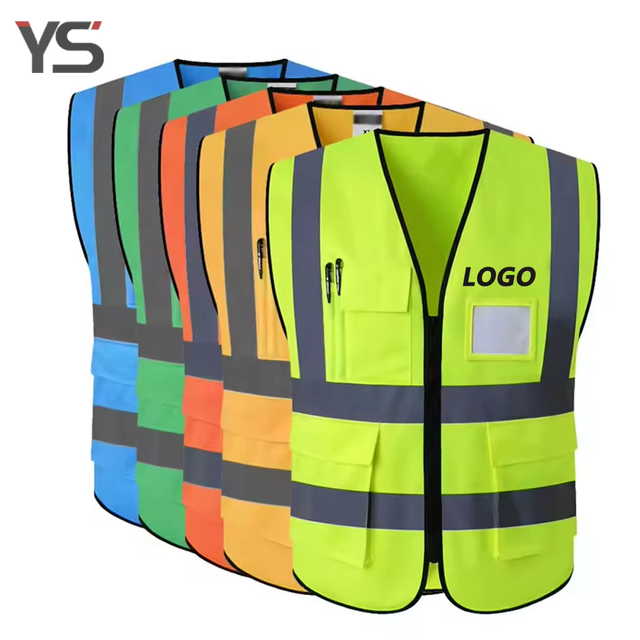 YS Wholesale Customizable Hi Vis Reflective Safety Vest for Work Safety Uniforms Lightweight Breathable Hi Vis