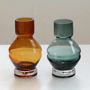 Bixuan contemporanea vaso di <span class=keywords><strong>vetro</strong></span> soffiato a mano <span class=keywords><strong>colorato</strong></span> geometrico ciotola di fiori con Base pesante per la decorazione domestica <span class=keywords><strong>centrotavola</strong></span> da tavolo - Product Image 4