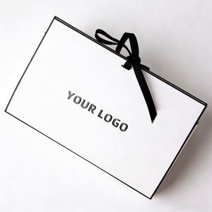 Factory Direct Customizable White <b>Paper</b> Gift Box With Black Ribbon & Trim Elegant Ideal for Craft & Candle Packaging - Product Image 1