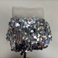 Bordure en sequins avec strass et bordure en perles, tissu en dentelle à mailles, largeur 17 cm, décoration brodée pour la couture