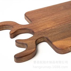 Tabla de cortar rectangular de madera Hangxu con mango de asta de ciervo, bandeja decorativa para mesa de comedor del hogar - Product Image 4