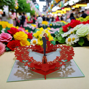 Flor de cerezo hecha a mano corazón reciclado flor Pop tarjetas mejor opción regalo del Día DE LA MADRE tarjetas de felicitación mensaje de amor personalizable - Product Image 4