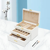 Holzkoffer Geschenkbox Halskette Ring Uhren Organizer Holzschmuckbox Handgefertigt Hochwertige Holzschmuckschatulle Weißlackiert