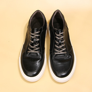 Horsehide Washed Retro Casual <b>Sneakers</b> Men's Shoes Genuine <b>Leather</b> Breathable Solid Color Lace Up Youth Walking Style Shoes - Product Image 2