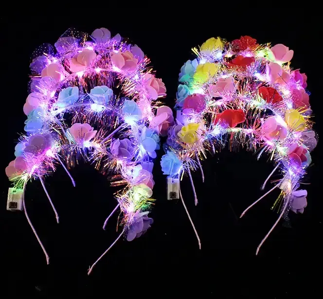 Fábrica venda quente LED flor headband guirlanda luminosa cabelo aro brinquedos das crianças pequenos presentes
