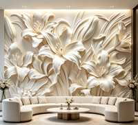 Murale murale personnalisée en relief 3D avec motif floral de lys, revêtement mural pour couloir d'escalier, boutique, hall d'hôtel, décoration de chambre d'enfant, de fille, de cuisine