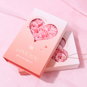 Caja de Regalo de Joyería Rectangular Romántica de Lujo con Flores Eternas, Caja <span class=keywords><strong>para</strong></span> Collar del Día de San Valentín con Rosa Preservada y Bolsa de Papel - Product Image 4