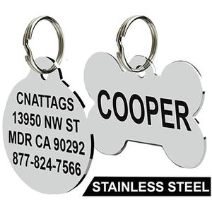 ID Tag Double Sided Laser In Acciaio Inox Pet Dog Tag per il Cane Nome Inciso e Personalizzato Forma di Osso e Rotondo A forma di - Product Image 3