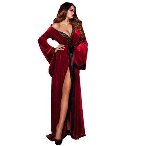 Pijamas de encaje de seda helada de <span class=keywords><strong>talla</strong></span> <span class=keywords><strong>grande</strong></span> personalizados con etiqueta privada, batas de noche sexys para mujer, batas de mañana de lujo para mujer - Product Image 6