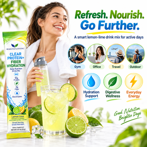 Mélange de boisson protéinée transparente à marque privée OEM avec 10g de protéines et 2g de fibres, poudre d'électrolytes citron-lime pour la salle de sport et les voyages - Product Image 2